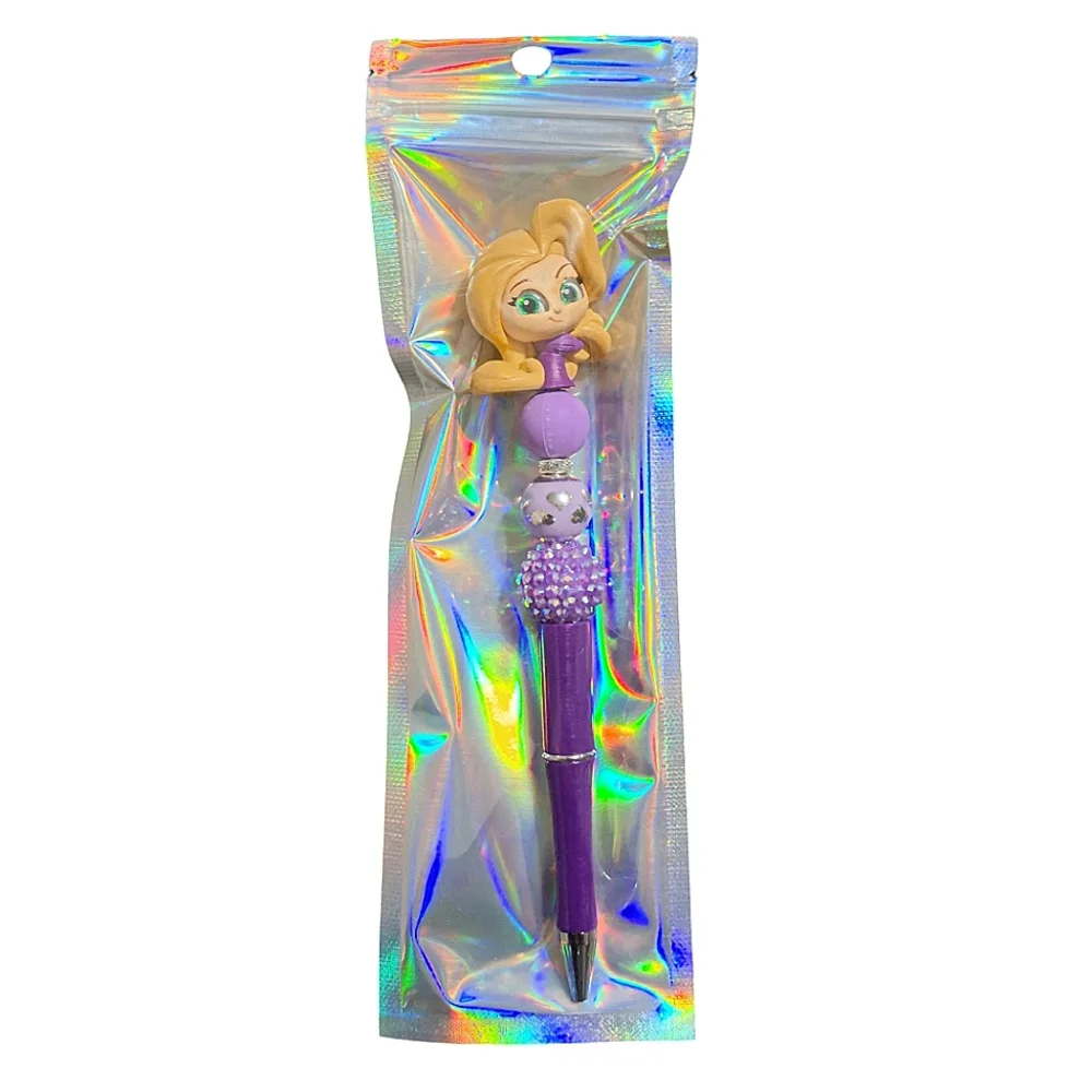 Rapunzel Disney Doorables Beaded Ballpoint Twist Pen Purple Topper